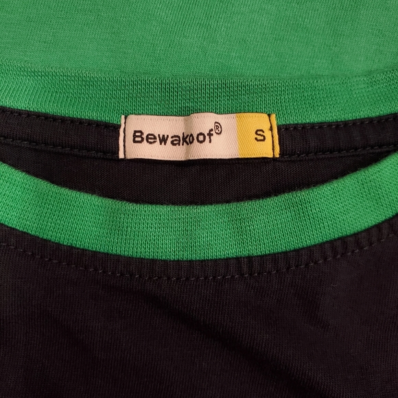 Bewakoof Shirt Womens Size Small Green Blue Two Panel Striped Color Block Top - Picture 6 of 7